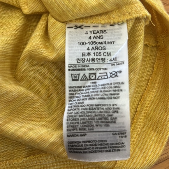 NWT Boys Gap Notch Yellow Striped Short Sleeve Tee - Picture 6 of 8